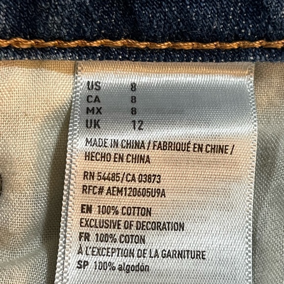 AMERICAN EAGLE Denim Distressed Button-fly Mini Skirt. - Picture 5 of 7